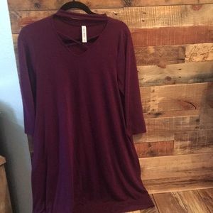 3/4 length plum dress